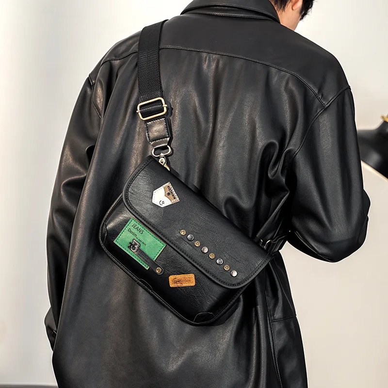 Fashion Badge Crossbody Bag Luxury Brand Designer Shoulder Bag for Men Rivet Shoulder Messenger Bags Satchels Mobile Phone Bag