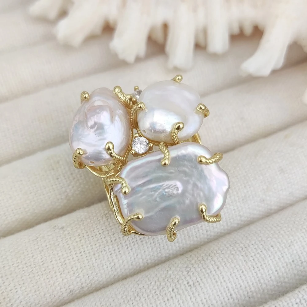 تصميم فاخر غير منتظم لؤلؤة عملة خاتم حفلة موسيقية...