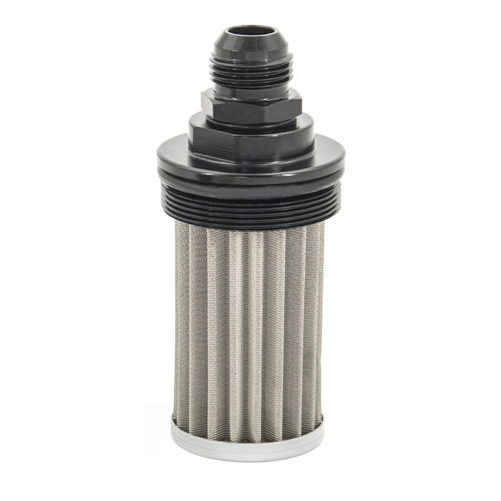Auto aluminum 51MM fuel filter E85 stainless steel filter 100 microns steel element AN6 AN8 AN10 adaptor fittings