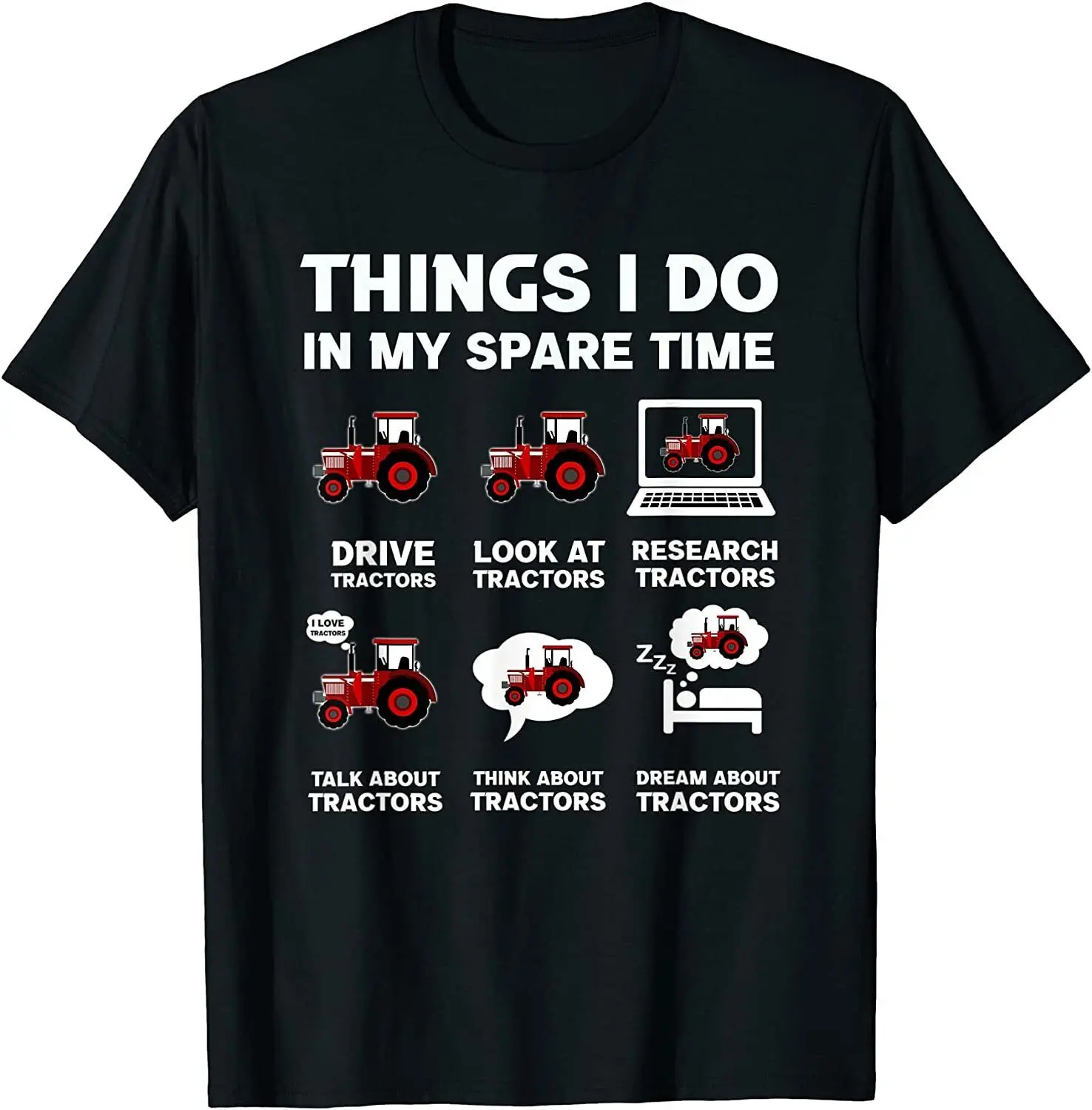 

Funny Tractors lover 6 Things I O-Neck Cotton T Shirt Men Women Casual Short Sleeve Loose Tshirt Dropshipping