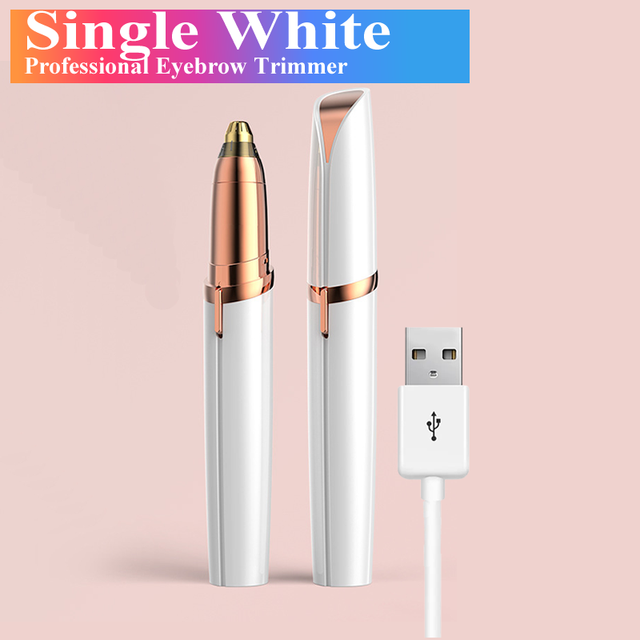 USB Electric Eyebrow Trimmer Makeup Painless Eye Brow Epilator Mini Shaver Razors Portable Facial Hair Remover Women Depilator - Single White