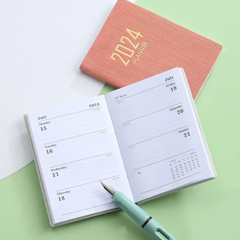 Student Notebook Bullet Journal Notebook Leather Notebook Budget Binder Notebook A7 Mini Portable Agenda Book Diary Weekly Planner Notebooks To Do List English Notepad With Calendar School Office Supplies