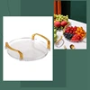 Acrylic Clear Round Serving Tray Bathroom Vanity Tray Decorative Tray With Golden Handle For Coffee Table Office 3