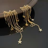 Sparkling Zircon Stars Long Tassel Dangle Earring for Women Exquisite Rhinestone Snowflake Flower Drop Earring Christmas Jewelry