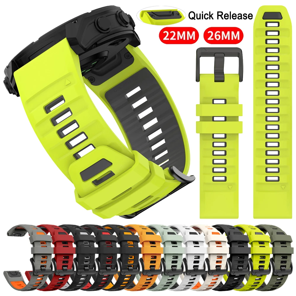 Enhanced Silicone Sport Strap - Quickfit 22mm/26mm Band