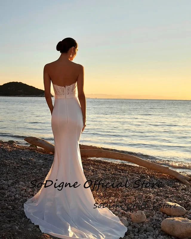 SoDigne Mermaid Satin/Lace Wedding Dress Sweetheart Sleeveless Bride Dresses Split Long Bridal Gowns Robe De Mairee Customized 11 S78ad8350e9614d7982a02fd445056c2bG