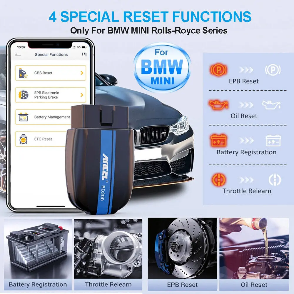 ANCEL BD300 OBD2 Bluetooth Scanner For BMW Car Code Reader ABS - Foto 13