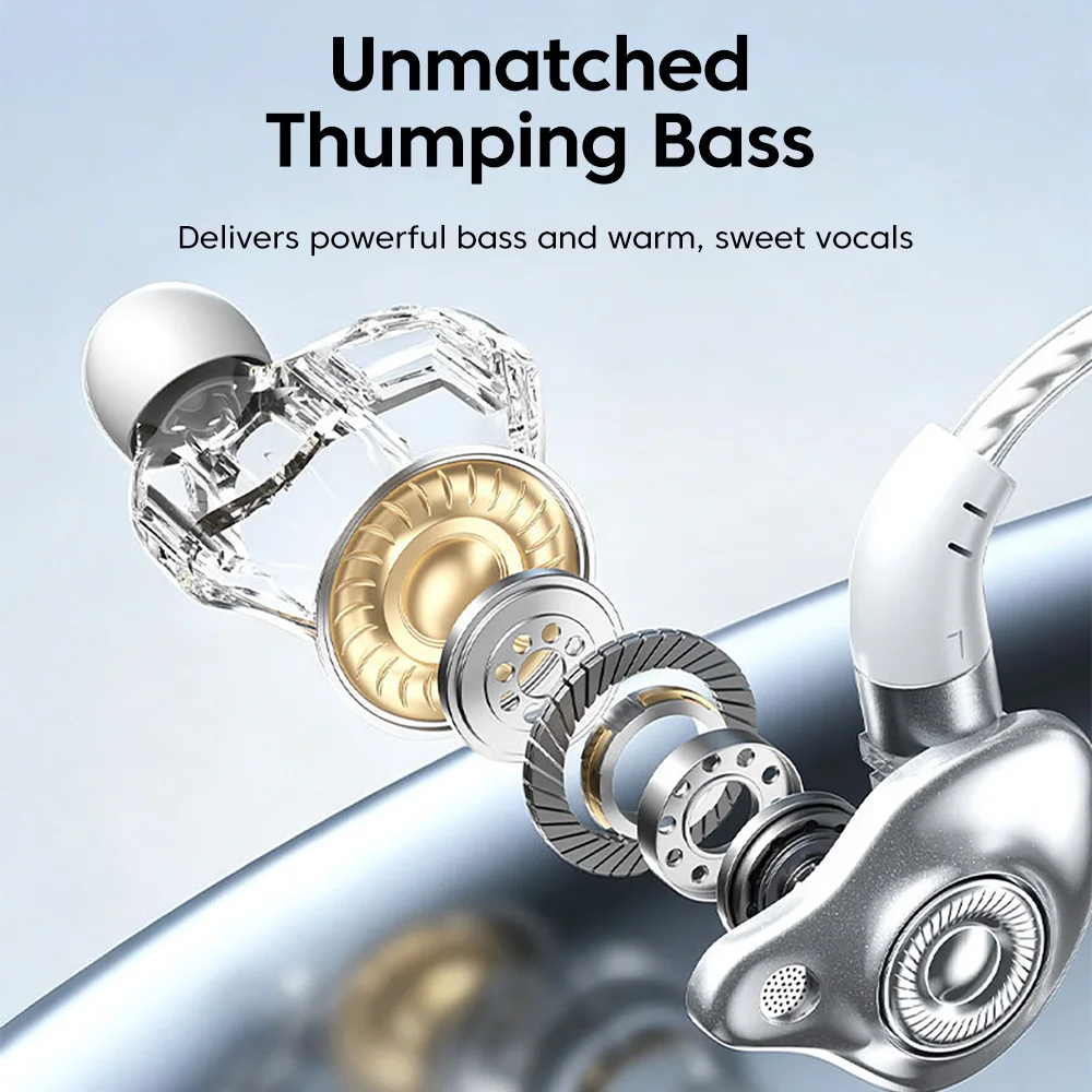 High-Fidelity Wired Earbuds with Mic & Volume Control - Premium Stereo Sound and Deep Bass