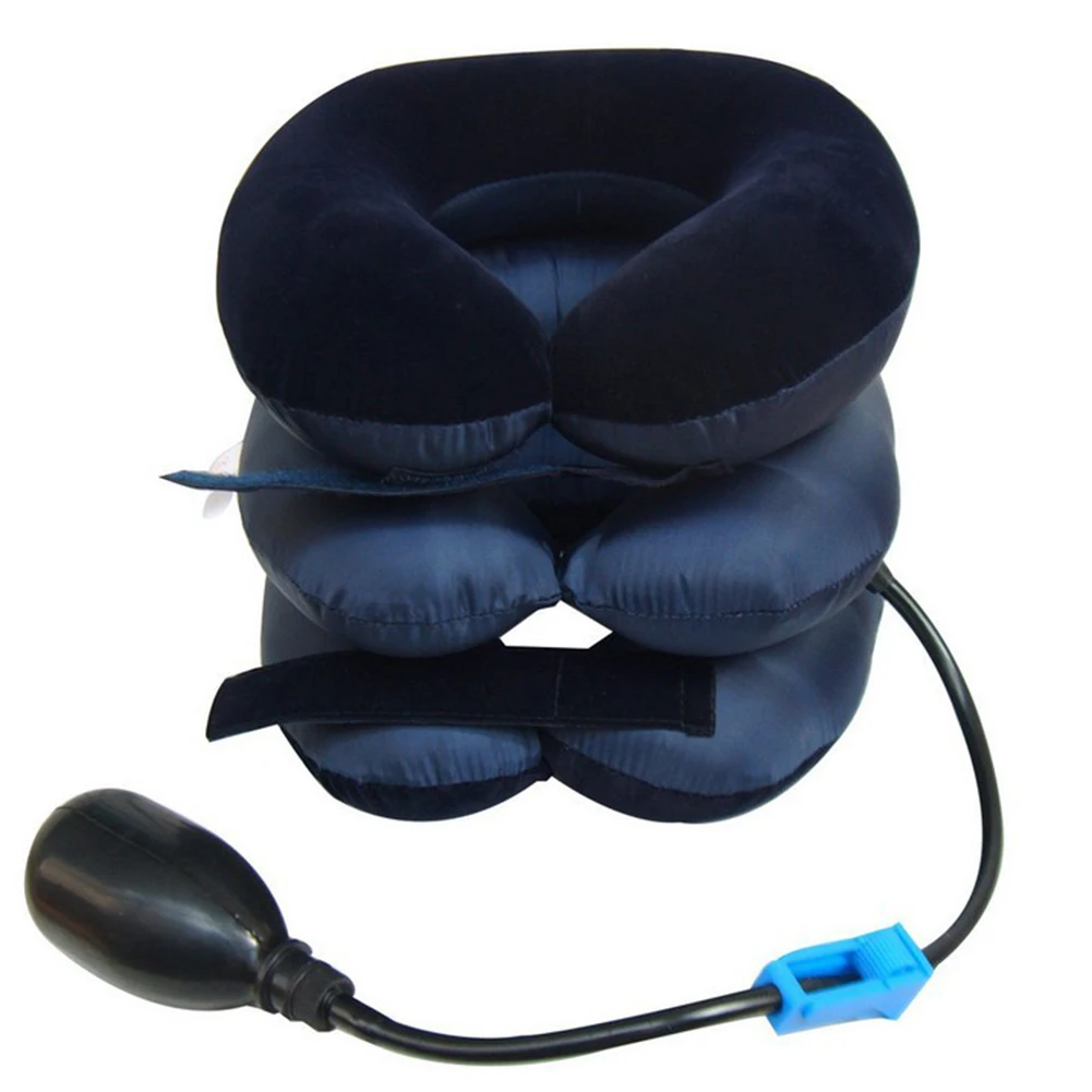 Inflatable Neck Pillow Relief Tractor Air Cervical Traction 3 Tubes Cervical Spine Massager Stress Relief for Home Office