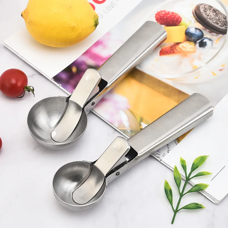 Multifunctional Ice Cream Scoops Stainless Steel Dual-Purpose Scoop Fruit Watermelon Spoon Ball Scoop Household Ice Cream Tools ice cream scoop