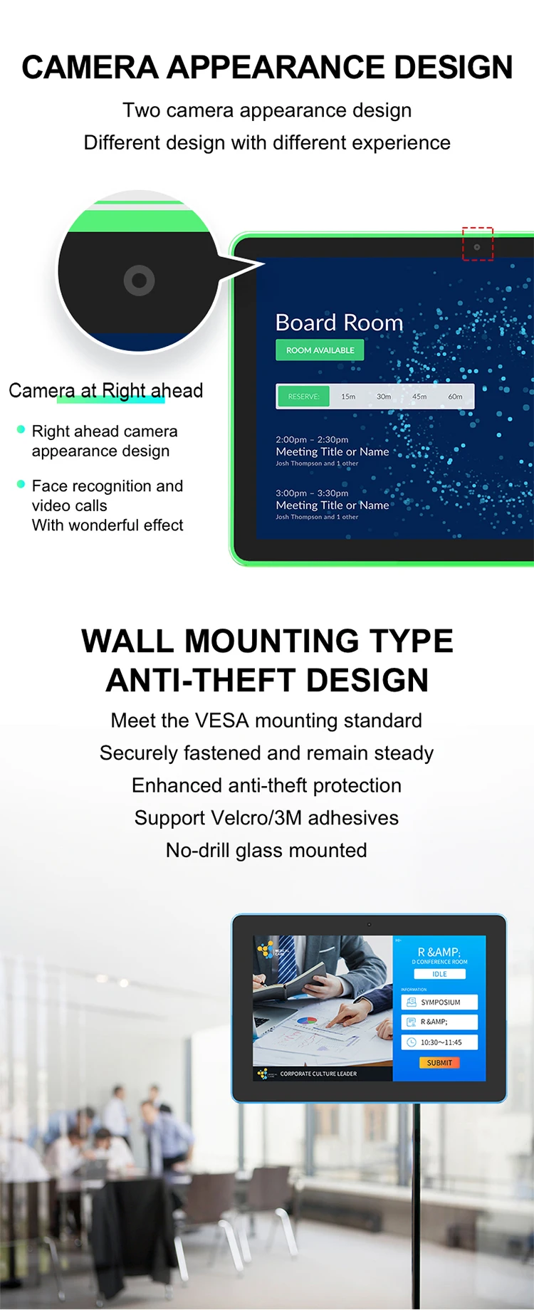 10.1 Inch Android POE Tablet Wall Mount Touch Screen Display With LED Light for