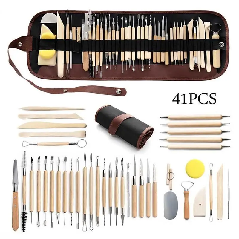 S78ad9bc0e482489c8bb100ea86e0ed7eU Pottery Clay Sculpting Tools Set Kit Smoothing Wax Carving Pottery Ceramic Tools Polymer Shapers Modeling Carved Tool Sculpture Mallzona