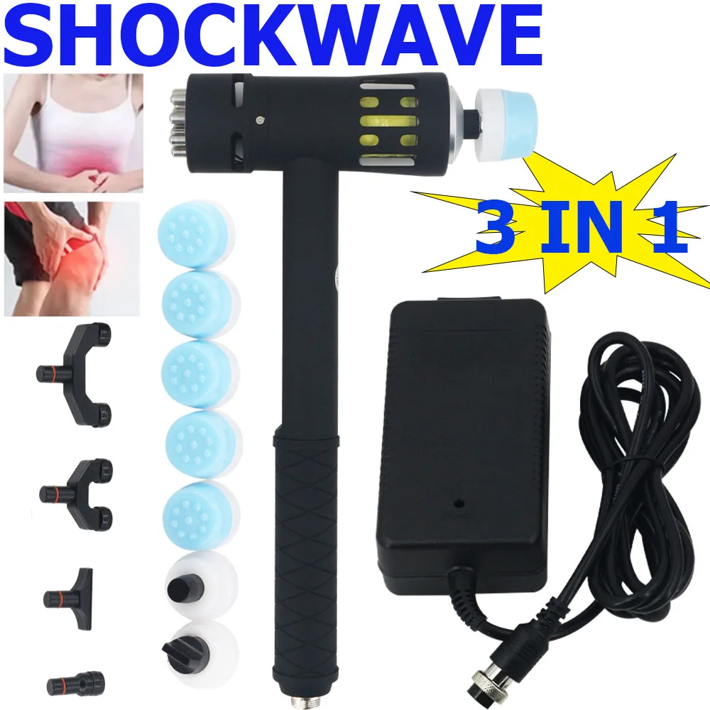 

New Shock Wave Therapy Machine Portable Bioelectricity Chiropractic Gun 3 In 1 Shockwave ED Treatment Limbs Pain Relief Massager