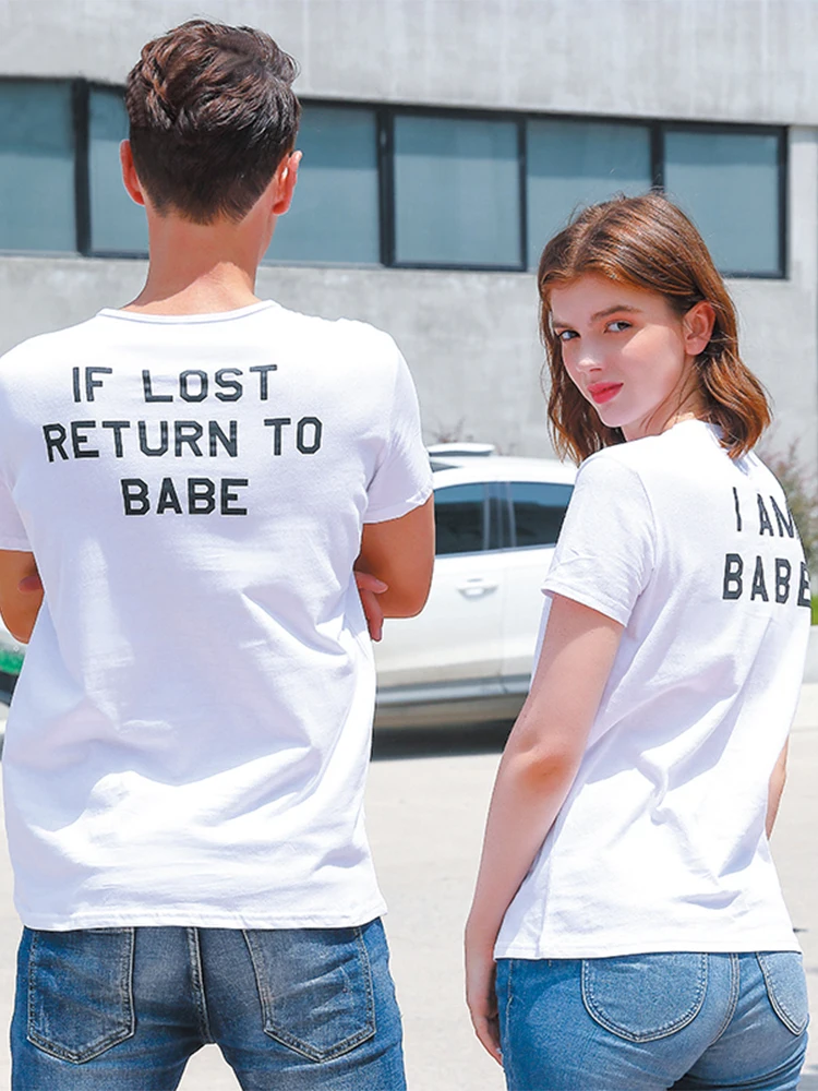 If Lost Return To Babe I Am Babe T Shirt Men Women Letters Printed Funny Couple