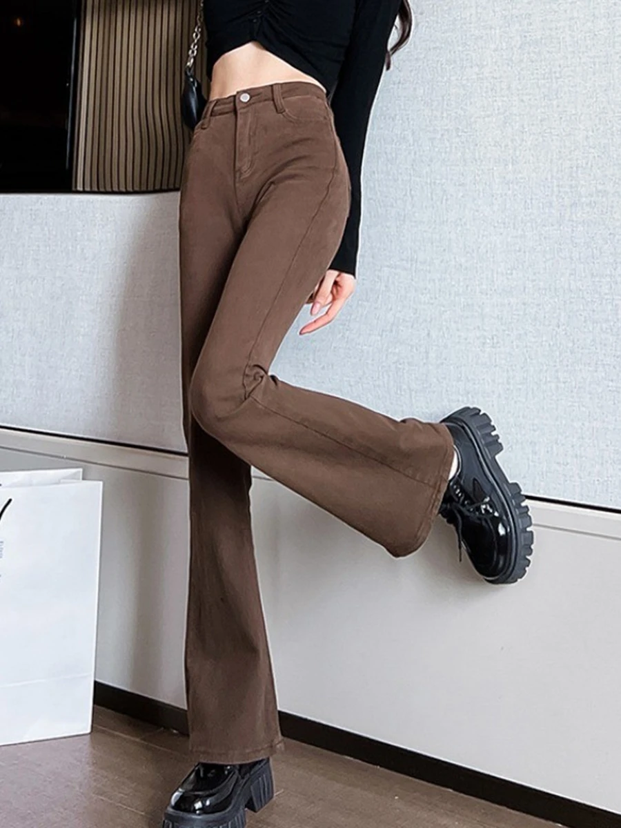 Flared brown trousers