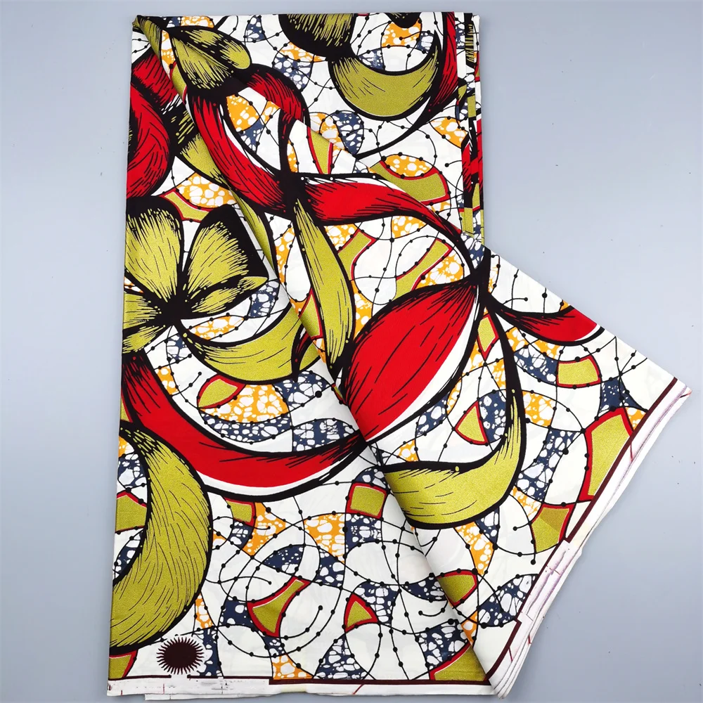 African Grand Wax Fabric Ankara Wax Fabric Prints Fabric Hollandais Shine Print Wax Pagne Africa Dress for Women 100% Cotton - 3