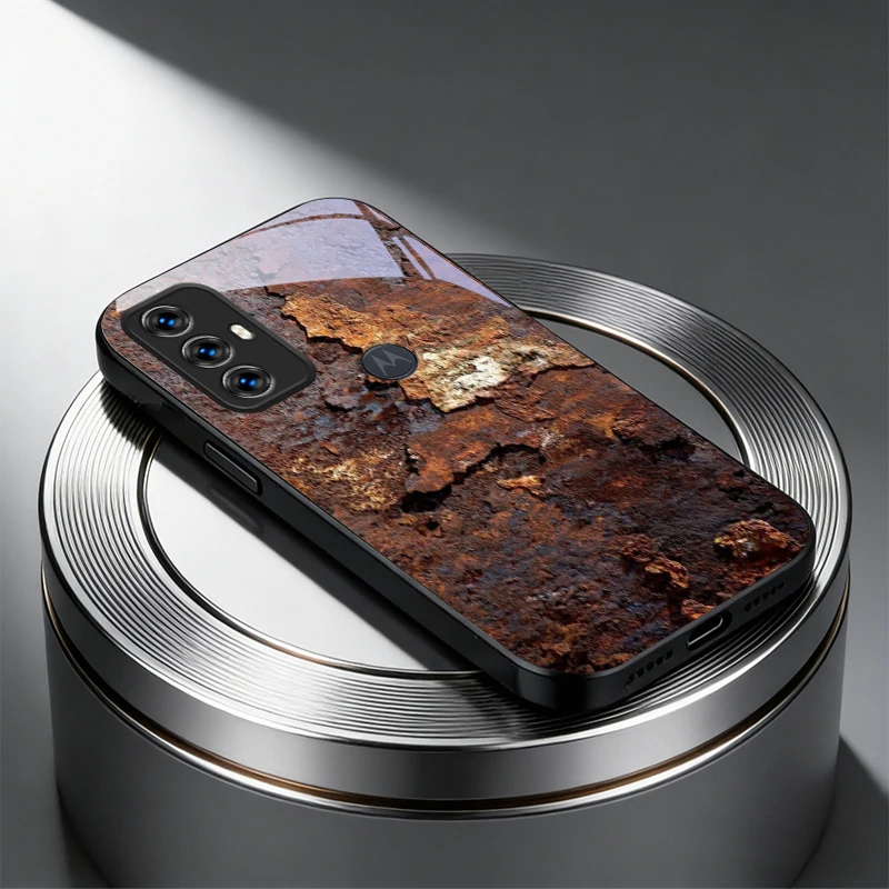 Rust Texture Black Glass Phone Case Cover
