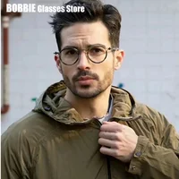 Японские сверхлегкие круглые очки ручной работы из ацетата титана, мужские винтажные очки, женские итальянские брендовые дизайнерские очки, высокое качество — изображение 3