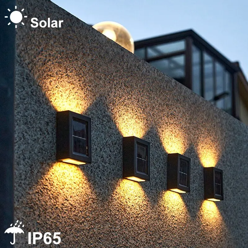 LED lampes solaires extérieur imperméable haut et bas éclairage lumineux  applique décor de jardin escaliers clôture balcon lampe du soleil -  AliExpress