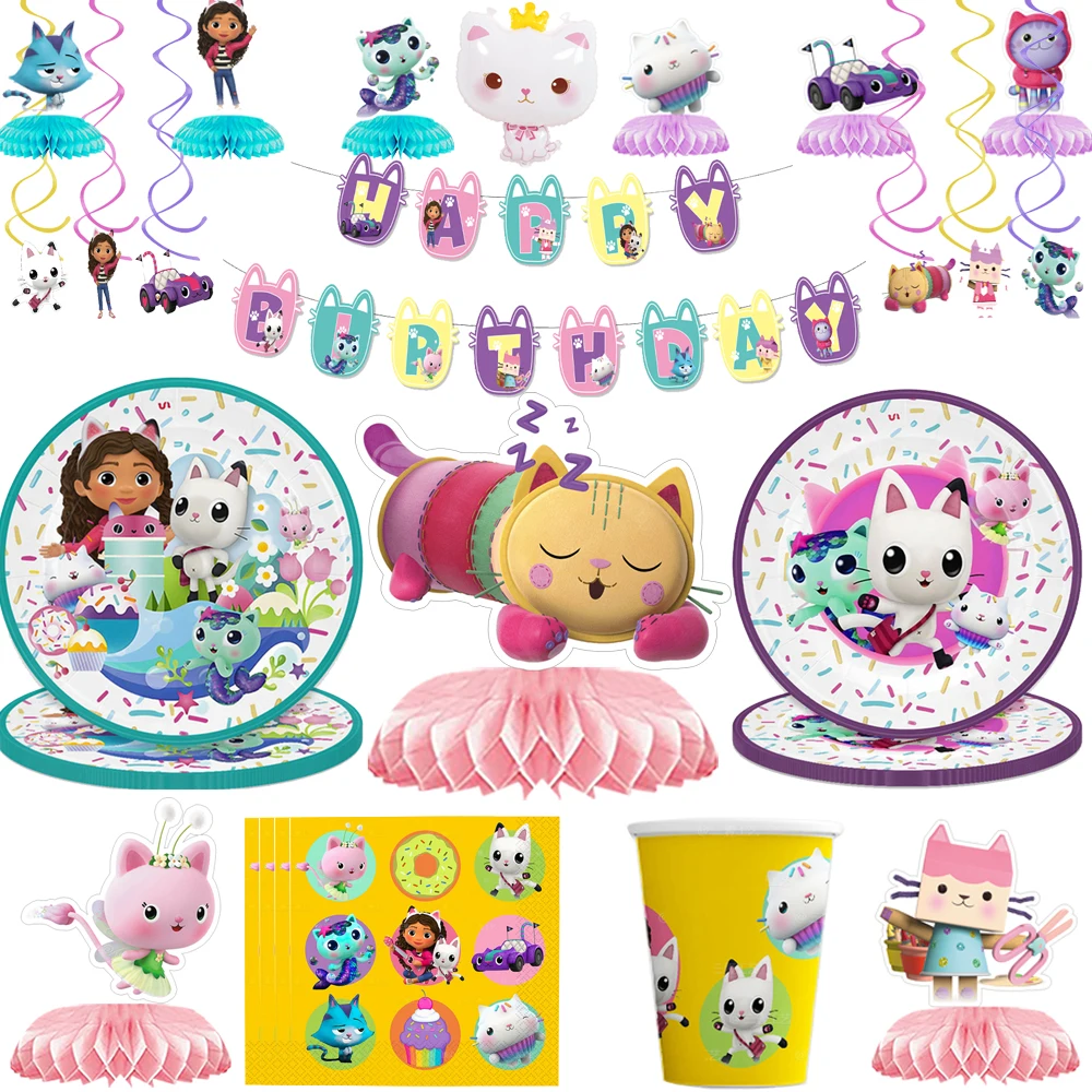 GabbyDollhouseCatsBirthdayPartySuppliesDinnerwareTablecloth3D