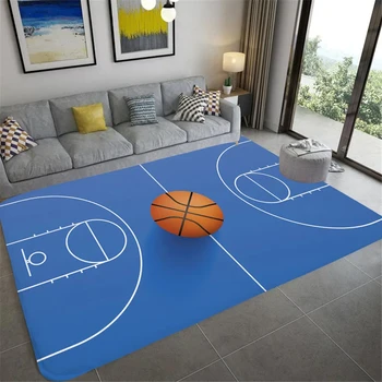 Basketball Court Carpet Basketball Area Rug for Bedroom Bedside Living Room Sofa Table Sport Theme Floor Mat Ball Games Doormat
