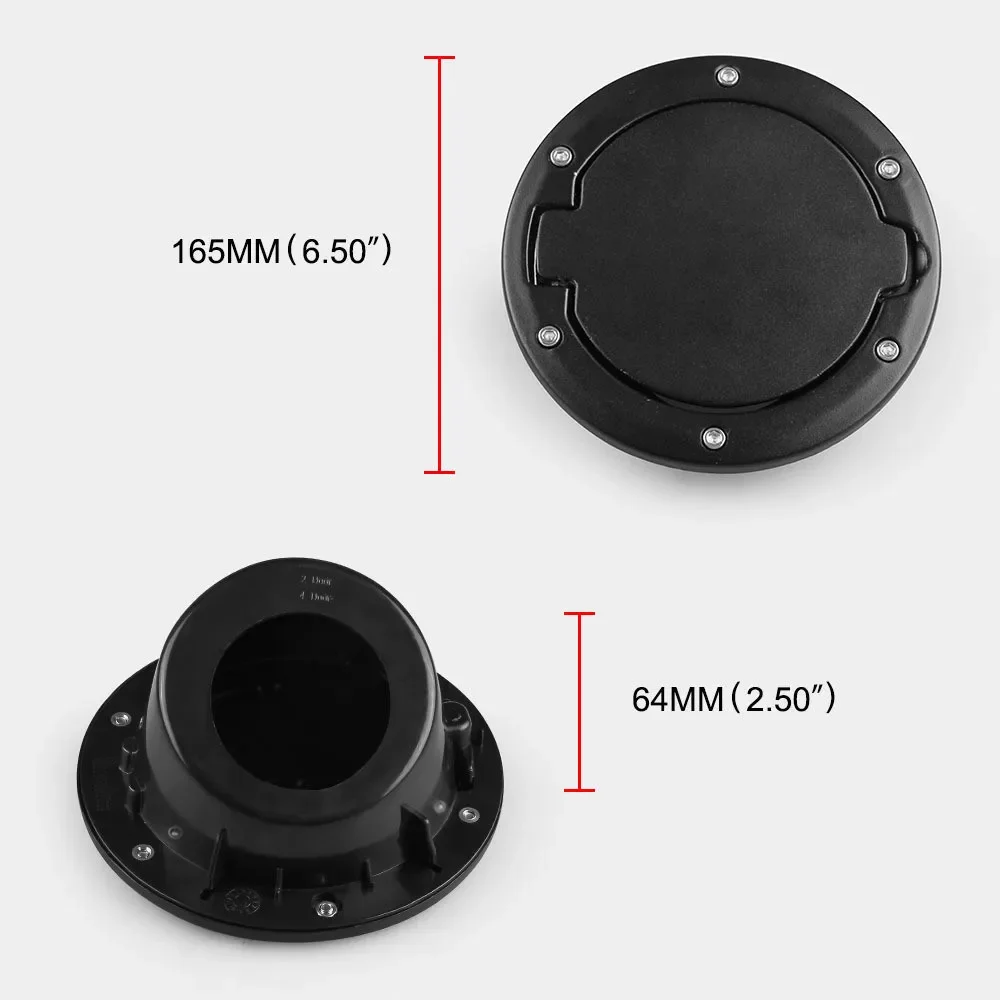 Metal Fuel Door Gas Lid Tank Cap Cover Black For 2007-2017 Jeep Wrangler JK JKU