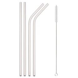 Deluxe Stainless Steel Reusable Straw Set with Case and Cleaning Brush - Eco - Friendly Party & Bar Essential (4pcs silver)