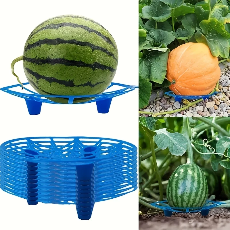 10/5pcs Durable Blue Plastic Watermelon Support Trays - Anti-Rot, Sturdy Design for Garden & Farm Fruit Display, Ideal for Melon