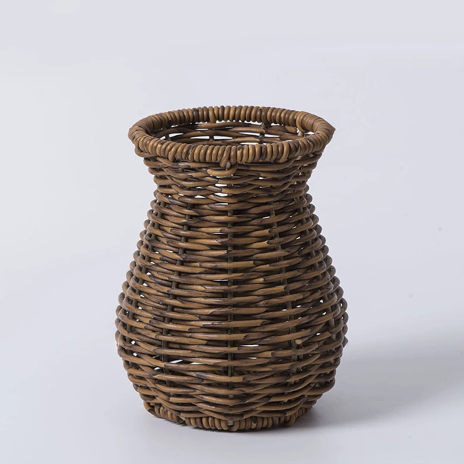 Handgewebte Kunststoff-Rattan-Blumenvase für Trockenblumen, kreative Haushaltsdekoration, Tischdekoration, Büro-Effekt, schicker Blumentopf – Detail 7