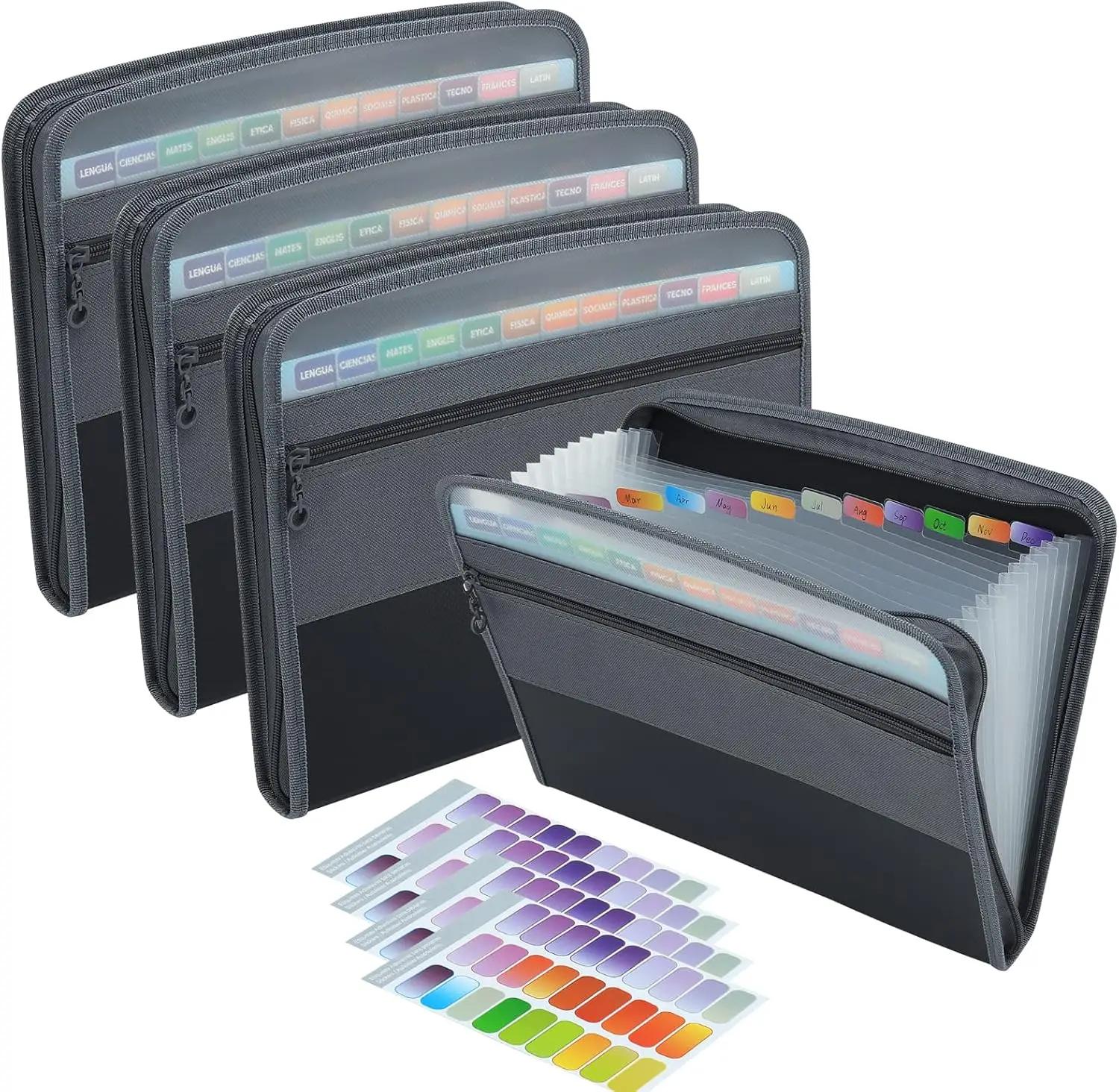 A4 with A6 size Accordion File Organizer with Safe Zipper, 12 Pocket Expanding File Folder Front Pencil Pouch