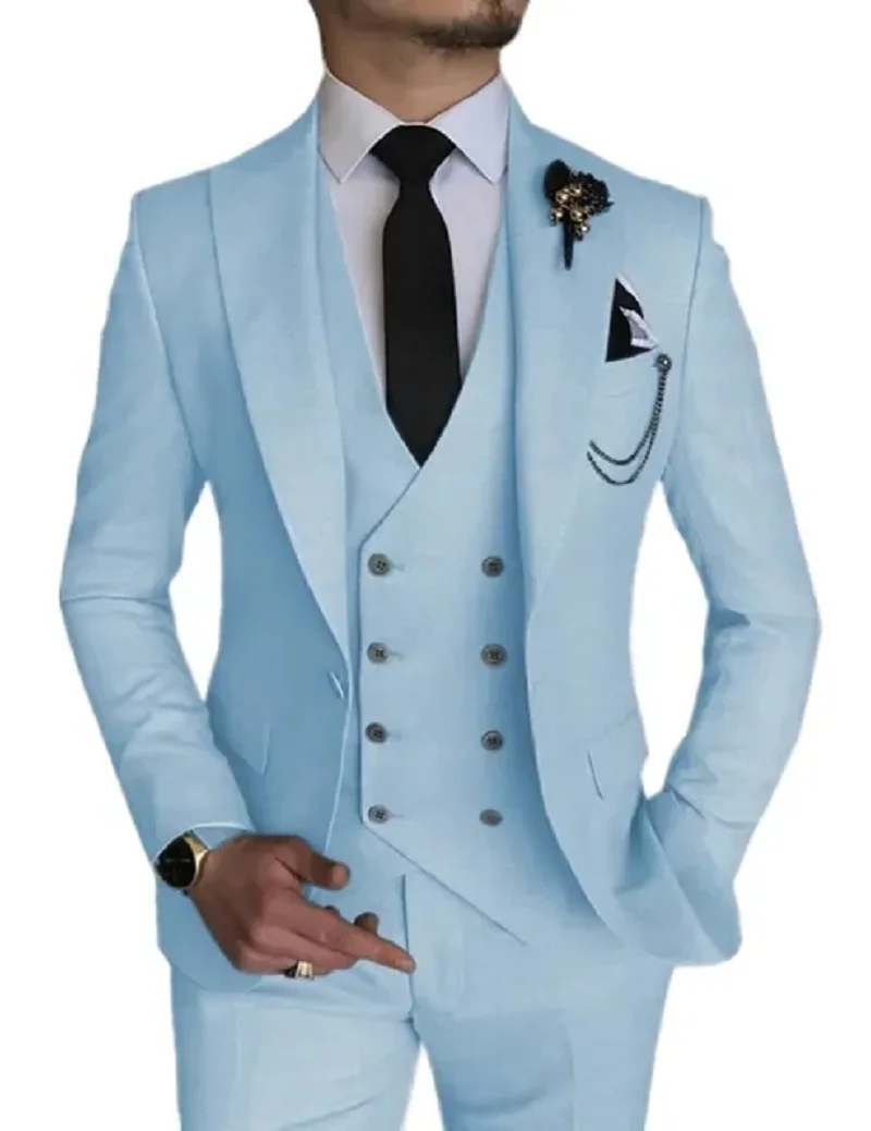 Costume Homme Black Wedding Business Men Suits Prom Terno Masculino Groom Bridegroom Slim Fit Blazer 3 Pcs Jacket+Pant+Vest