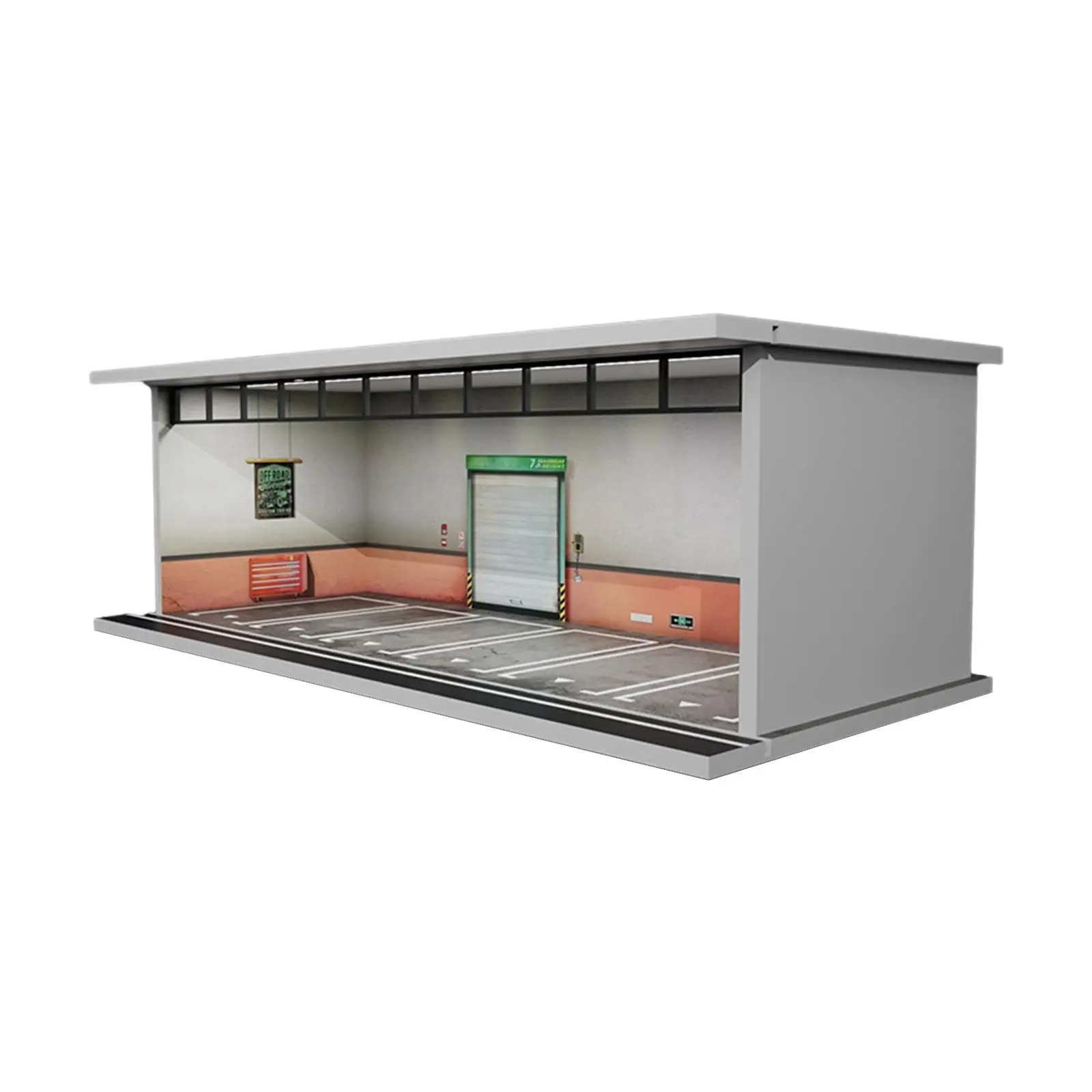 1/64 Vehicle Model Display Case Display Stand with Parking Lot Scene with LED Lights for Sports Car Model Collectors Toy Cars 6