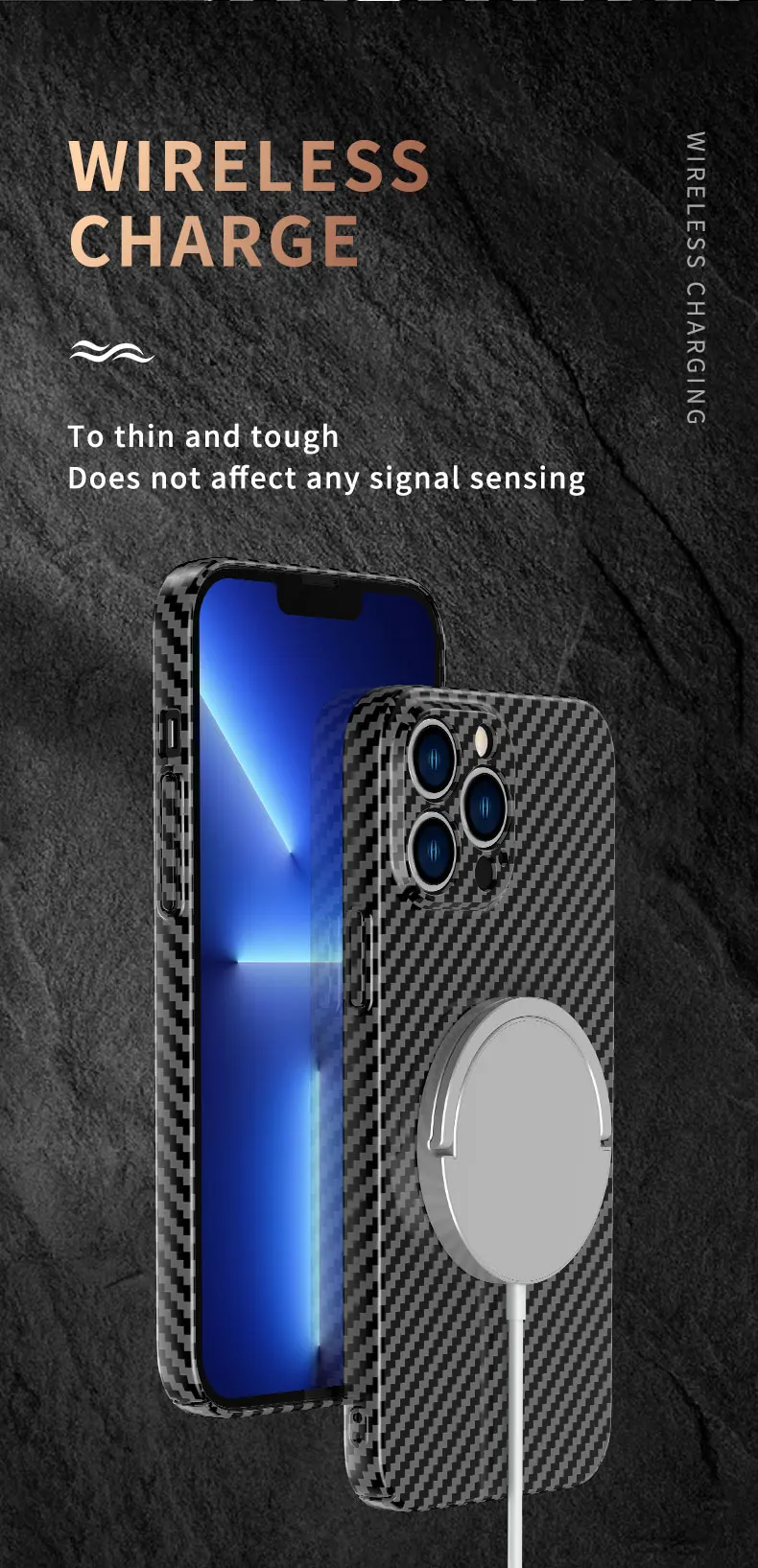 Carbon Fiber Texture Magnetic Wireless Charging Iphone Case