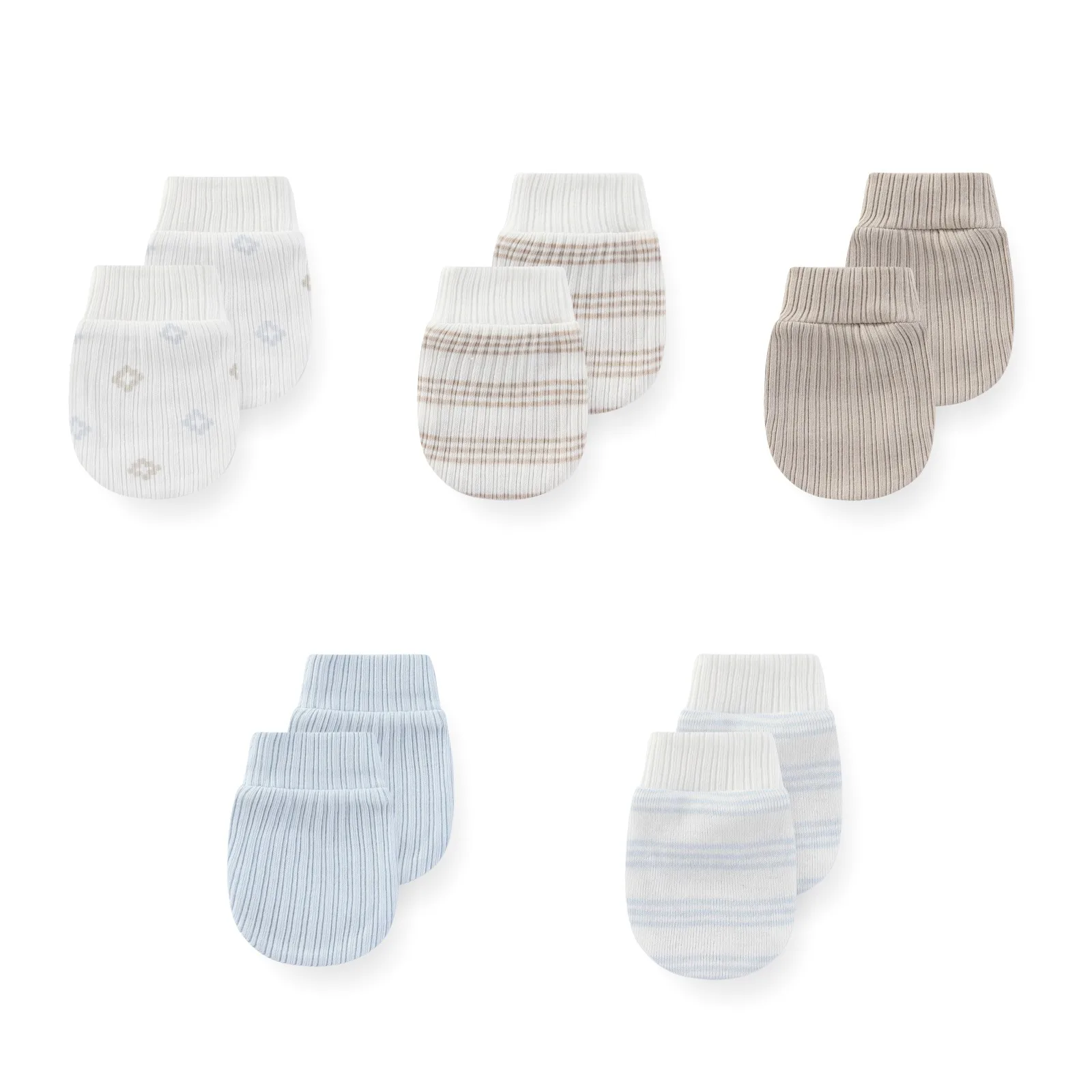 Newborn 5 Pairs Baby Girl Gloves Cotton Cartoon Print Baby Boy Mittens 0-6Months Solid Color Accessories