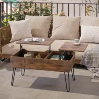 Table basse WOLTU à double plateau relevable, table de canapé réglable en hauteur, table de salon coulissante avec rangement dissimulé séparé 1