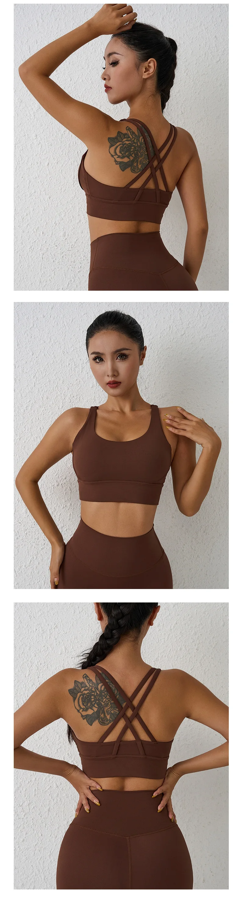 Solid Color High strength shockproof Fitness Women Sport Bra Yoga Athletic Cross Tank Top Comprehensive training With Chest Pad