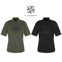 ST ANDREWS 2024 New women Golf Clothing Half Turtleneck Print Versatile Short Sleeve T-Shirt traf bershka Polo shirts women 1