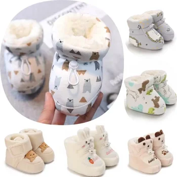 Winter Baby Boots Cartoon Soft Sole Anti-Slip Warm Toddler Shoes Boys Girls Cute Infant Walking Booties" 1