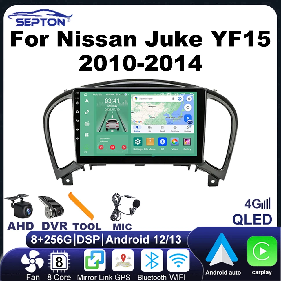 

SEPTON Android Car Radio Multimedia Video Player for Nissan Juke YF15 2010-2014 Navigation Stereo GPS 2Din CarPlay 4G Head Unit
