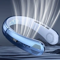 Fan 3000mA Portable Mini Hanging Neck Fan Bladeless Neckband Fan Digital Display Power Air Cooler USB Rechargeable Electric Fans 1