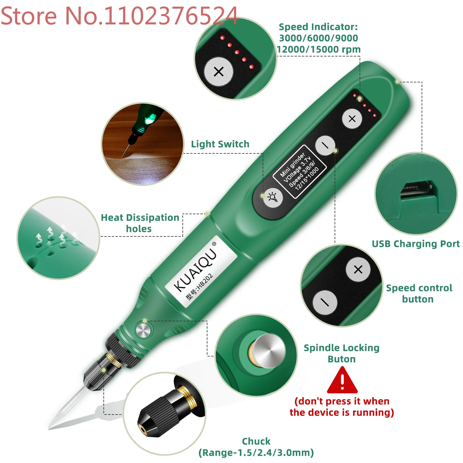 

Мини-дрель вращающаяся со светодиодной подсветкой, микро-USB