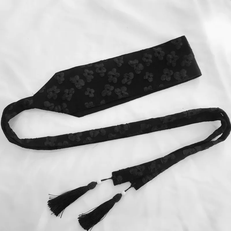 여성용 일본 기모노 전통 가디건, 우아한 패션 벨트, 여성 소녀 유카타 오비 하라주쿠 블랙 화이트 붕대 벨트, 신제품