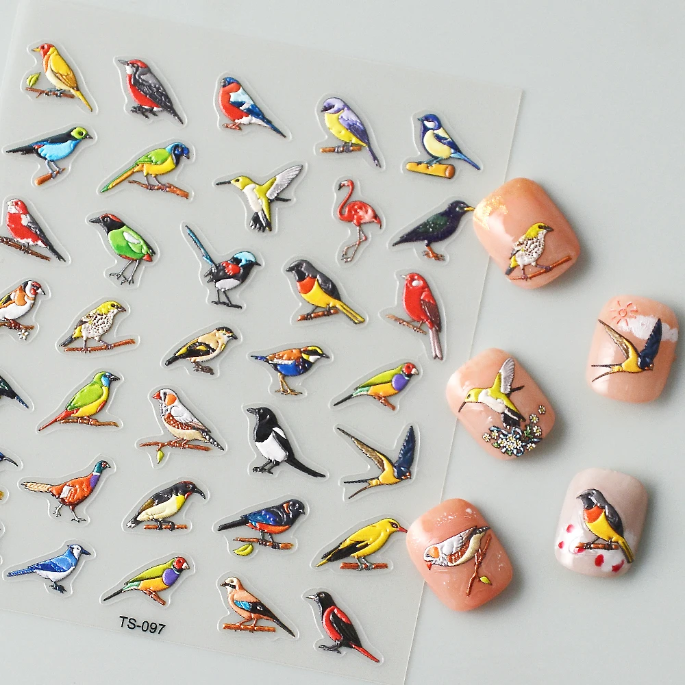 MagpieBirds5DNailStickersNailSlidersForWomanManicure