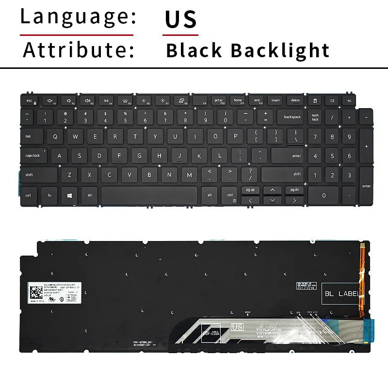 Original Eua sp Inspiron157591 Russo do Teclado do Portátil para Dell 7590 5591 5593 5598 5590 5584 5594 7790 P42e P42f P88f P83f P90f - Imagem 4