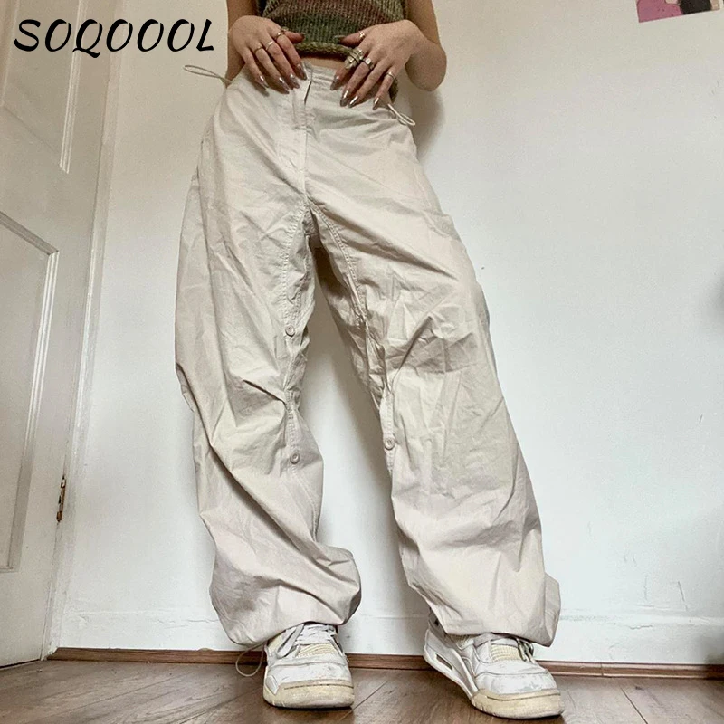 Parachute Pants for Women, Cargo Pants Women Baggy, Y2K Low Waist Wide Leg Baggy  Pants 