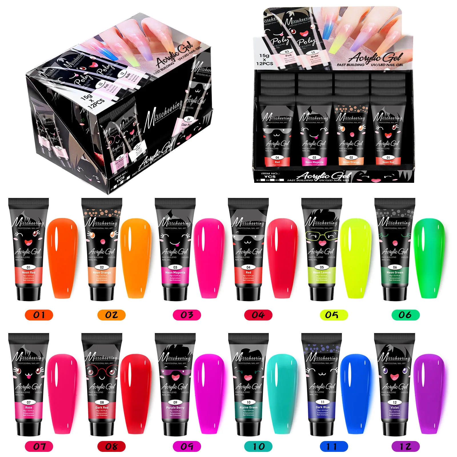 12pcs Painless Extension Glue Set Nail Enhancement Phototherapy Extension Glue Nail Art Crystal Quick Extender Gel Nail Polish