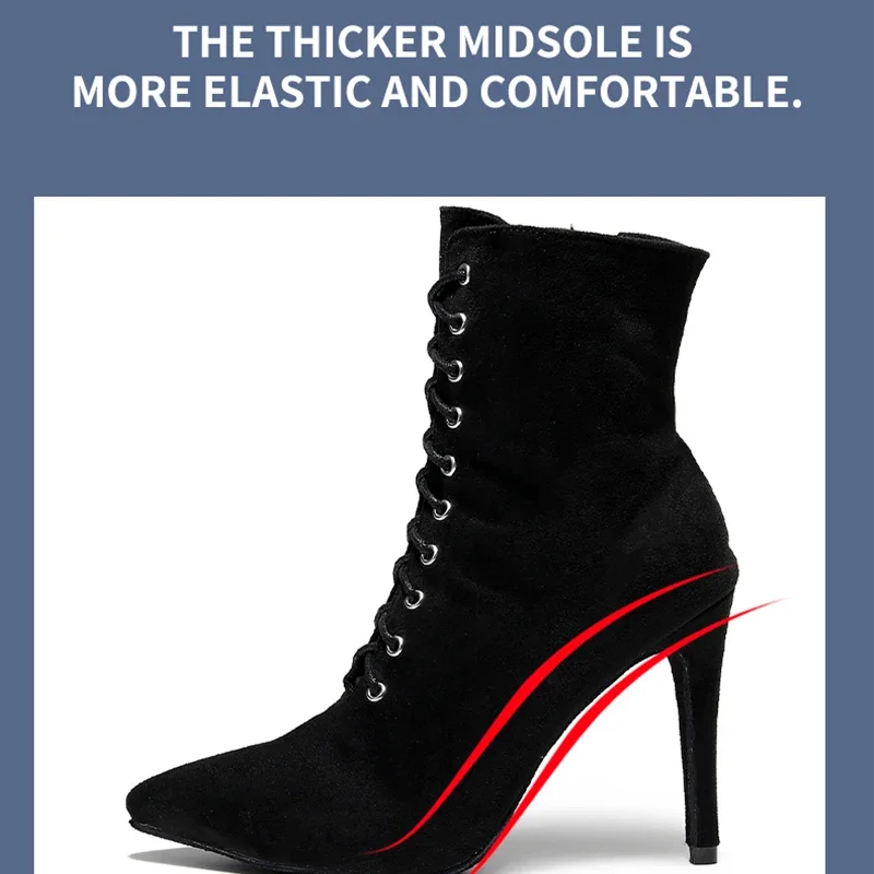 Winter Closed Toe Latin Dance Sandals For Woman Soft Sole Ballroom Latino Dance Boots For Girls High Heel Bachata Salsa Shoes 3