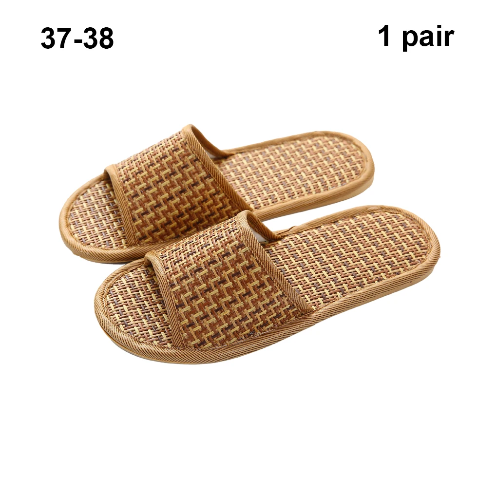 1 Pair Hotel Indoor Bamboo Slipper Women Men Casual Open Toe Sandal