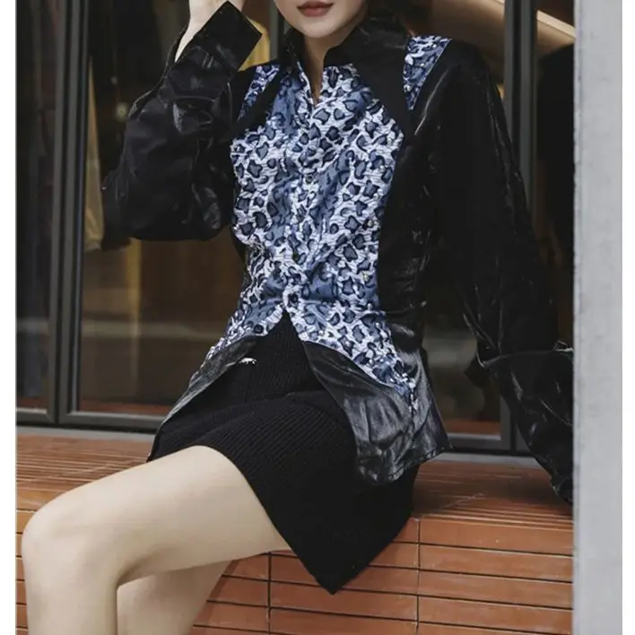 

Женская блузка с длинным рукавом, черная Готическая рубашка в стиле пэчворк, в стиле 90-х, Y2k, винтажная элегантная рубашка в стиле Харадзюку, одежда в стиле 1920-х