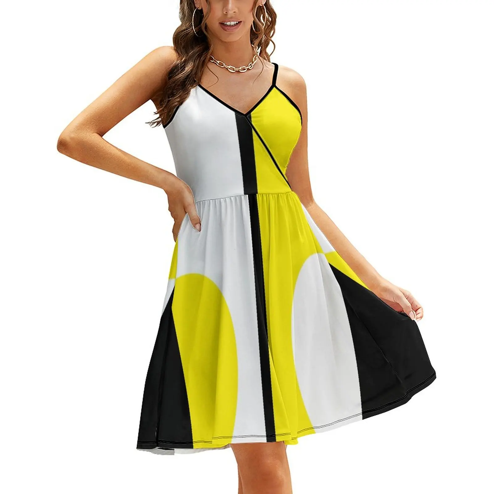 

Модное желтое однотонное платье на бретельках в стиле 60-х, женское платье, женские летние платья 2024, женские вечерние платья, платья для выпускного вечера